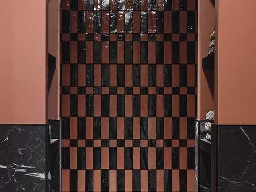 Pared de baño Rojo y Negro de Zellige 